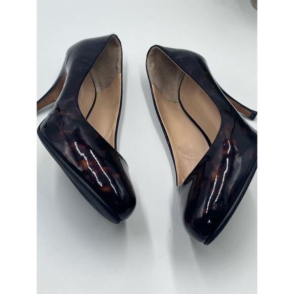 Giuseppe Zanotti Brown Patent Leather Tortoise Print Pump Heel Sz 38/7.5 - Picture 8 of 16